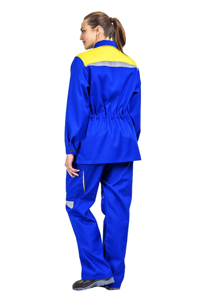 Костюм женский "Алатау", куртка, брюки, цвет васильковый/желтый