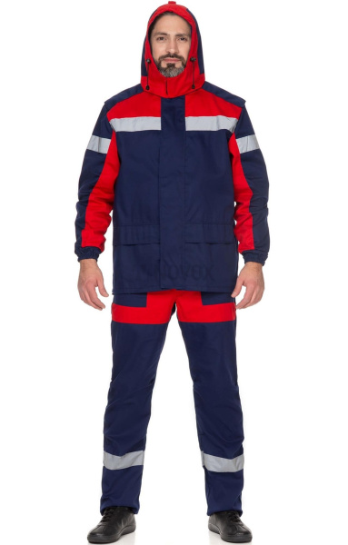 Костюм "Континент",куртка, п/к, т.синий с красным, с СВП (СОП)