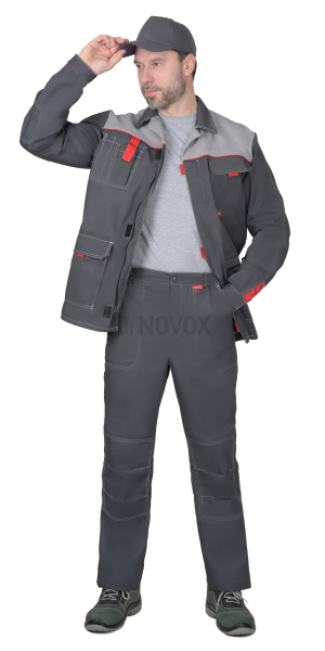 Костюм "Фаворит-Люкс" куртка дл. (чз), брюки, т.серый с серым
