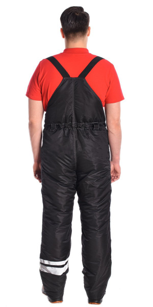 Брюки "Люкс" утепленные со спинкой на бретелях, черный