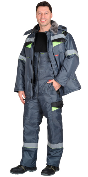 Костюм зимний "ХОВАРД" куртка ,п/к, серый/лимонный, тк. Оксфорд