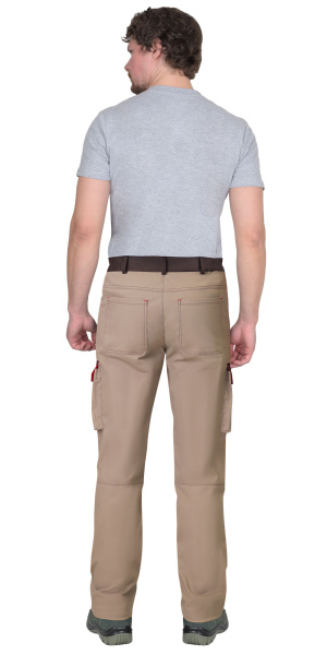 Брюки "ДЖЕТ БРАУН", песочный/т.коричневый тк. мех. стрейч с ВО