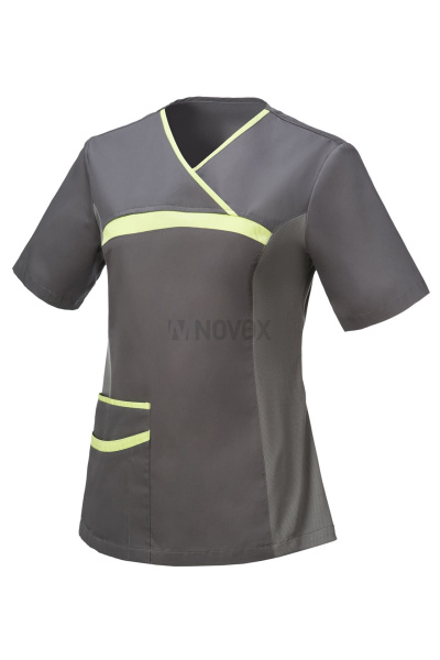 Блуза ЛИНДРЕД (Lindred) ОРИОН женская серая/лимонная, рукав короткий