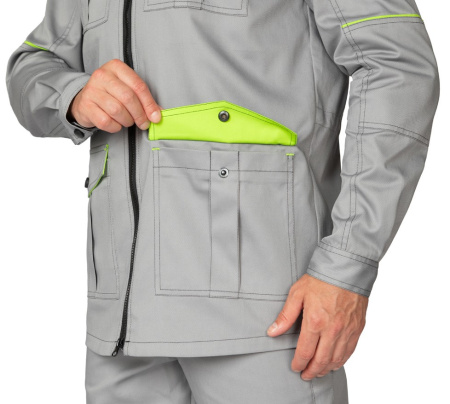 Куртка мужская "Эко-Босс" светло-серая/лимонная