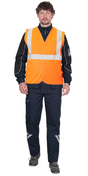 Жилет сигнальный кл.1, 3 СОП (трик.100 гр/м2) оранжевый (ЧЗ)