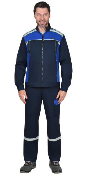 Костюм ПРАКТИК-ЛЮКС-РОСС куртка, п/к, т.синий с васильк. 80% х/б, пл. 260 г/кв.м
