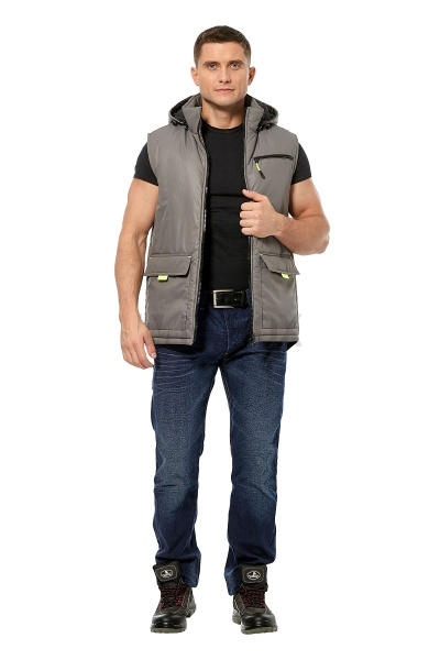 Жилет утепленный "Универсальный" цвет серый/неоновый