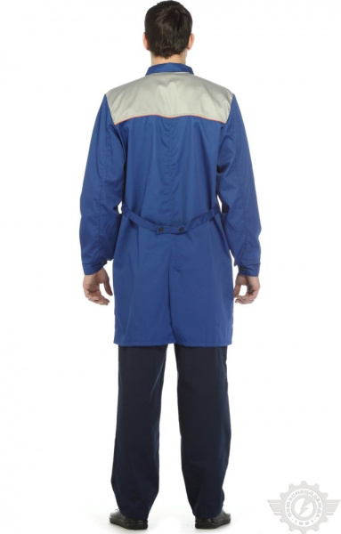 Халат "Профессионал" мужской василек-светло-серый