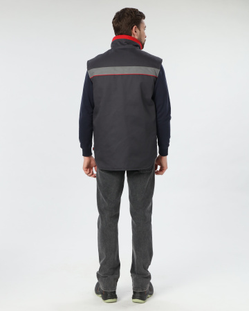 Жилет утепленный Грей (тк.Балтекс,210), т.серый/красный