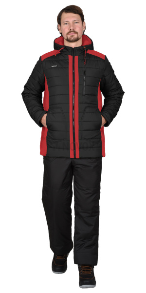 Куртка УРБАН черная с красным