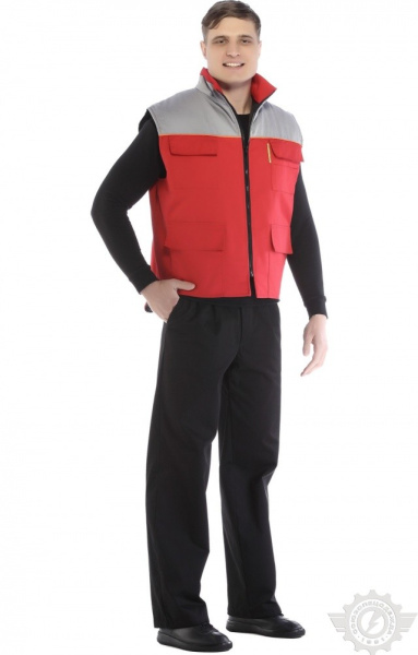 Жилет "Профессионал" зимний красный-светло-серый