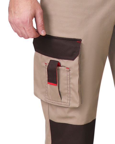 Брюки "ДЖЕТ БРАУН", песочный/т.коричневый тк. мех. стрейч с ВО