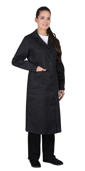 Халат женский х/б диагональ, черный