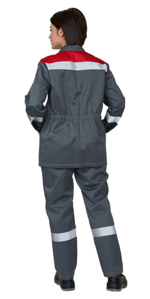 Костюм женский "Пантеон" серый/красный (куртка и брюки)