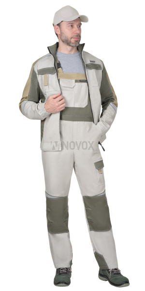 Костюм "Каспий" куртка (чз), п/к, молочный с оливой и песочным и СОП