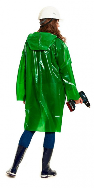 Плащ-дождевик "Сириус-Профи" на липучке ПВД 45 мкр. зеленый, пропаянные швы (х100)