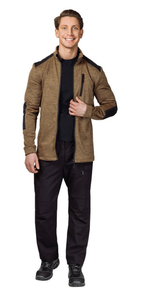 Куртка "Валма" трикотажная горчичный меланж/чёрный