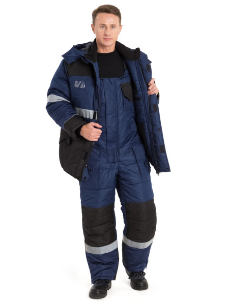 Костюм зимний «НордМен», куртка, п/к, синий/чёрный