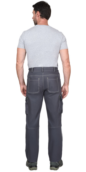 Брюки "ДЖЕТ" т.серый с синим тк. стрейч с ВО