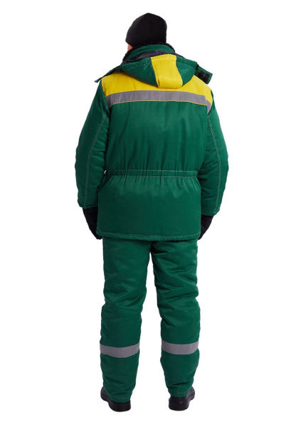 Костюм зимний "ВЬЮГА" куртка/полукомб. цвет: т..зелёный/жёлтый