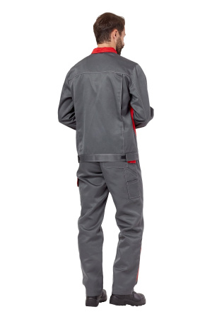 Костюм рабочий мужской летний "Страйк 2", куртка, п/к, цвет серый/красный