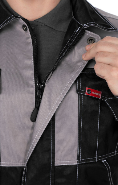 Костюм мужской "MARS" (МАРС), куртка, п/к,  черный со светло-серым