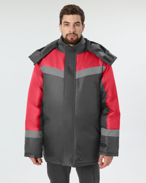 Куртка зимняя "Лигор" СОП (тк.OxLine,90), т.серый/красный