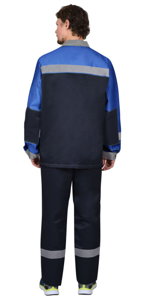 Костюм ПРОФИЛЬ куртка, брюки, синий с васильковым со светло-серой отделкой и СОП