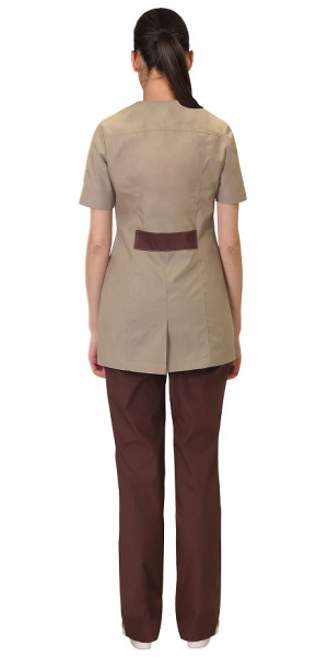 Костюм "МЕДЕЯ" женский бежевый с шоколадным