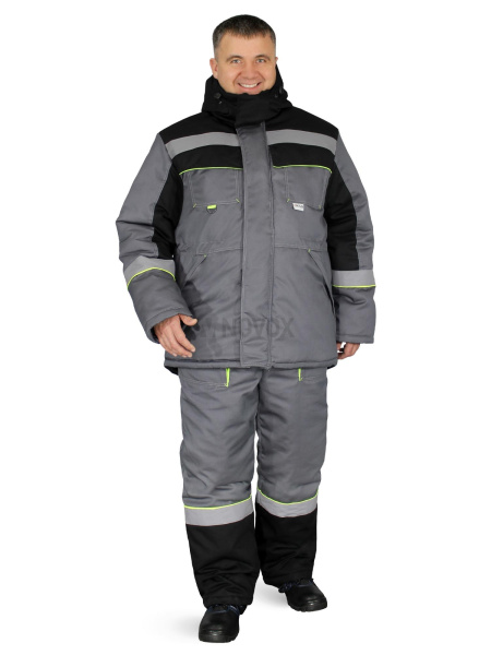 Костюм утепленный "Система", куртка, п/к, цв.т.сер/черн/лимон