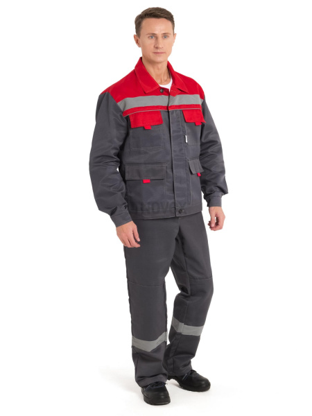 Костюм "Нова" куртка+брюки, цв. сер/красн.