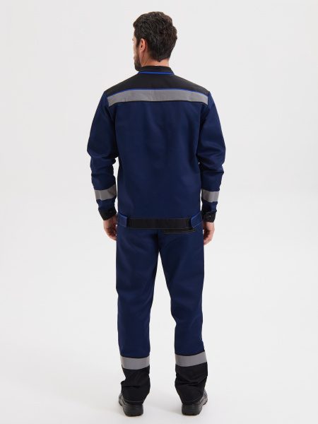 Костюм "Система" (КУРТКА+БРЮКИ) цв. т.синий/черн/василек