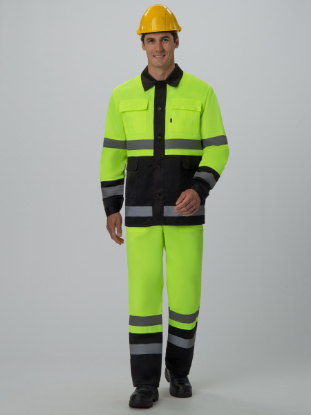 Костюм для дорожника (тк.Смесовая,210) п/к, лимонный/черный