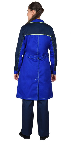 Халат женский  "Ирина" васильковый с синим и лимонным кантом