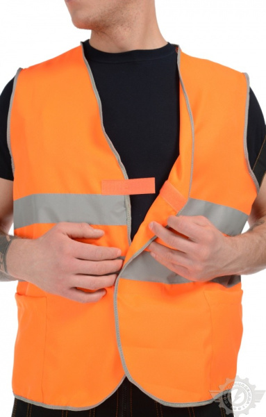 Жилет сигнальный "Спектр" на липучке оранжевый с СВП (СОП)