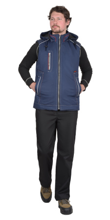 Жилет утепленный с капюшоном АЛЕКС синий на подкладке