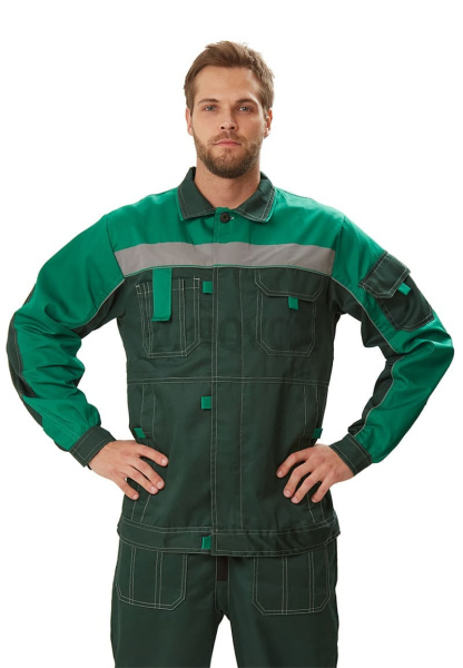 Костюм рабочий "Рольф", цвет т. зеленый/св. зеленый, куртка, п/к