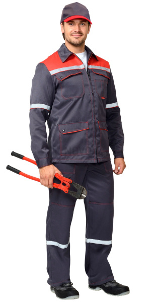 Костюм "МЕХАНИК" куртка, брюки, серый с красным, СОП