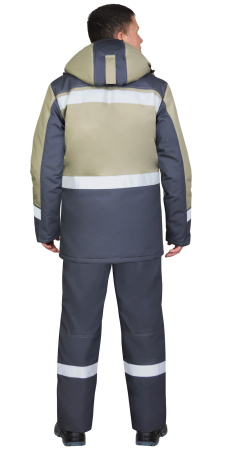 Костюм "ПАРИТЕТ" зимний, куртка дл., брюки, тёмно-серый со светло-оливковым и СОП, тк. Канвас 