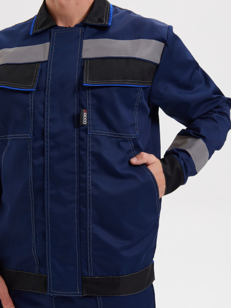 Костюм "Система" (КУРТКА+БРЮКИ) цв. т.синий/черн/василек