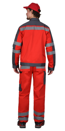Костюм "АТОМ" куртка, брюки красный с серым, СВ кант, СОП 50 мм