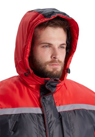 Костюм зимний "СТИМ" куртка/полукомб. цвет: т.серый/красный