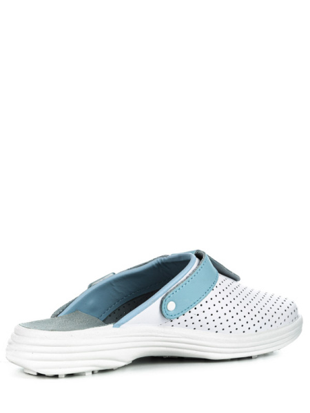 Сабо женские нат.кожа Комфорт ПВХ, белый/голубой