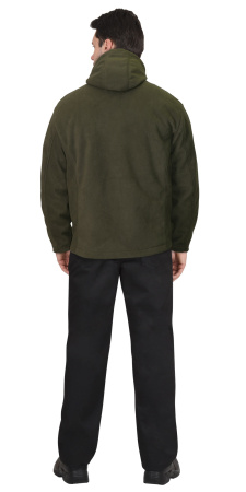 Куртка флисовая "ТЕХНО" (флис дублированный) с капюшоном хаки (ЧЗ)