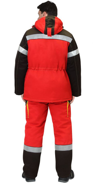 Костюм зимний "ТИТАН" куртка дл., полукомбинезон, цв. красный/черный