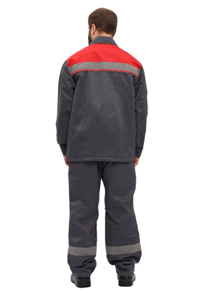 Костюм "УДАРНИК", куртка, брюки, Т.СЕРЫЙ/КРАСНЫЙ