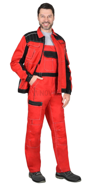 Костюм "Престиж" , куртка кор. (чз), п/к, красный с черным