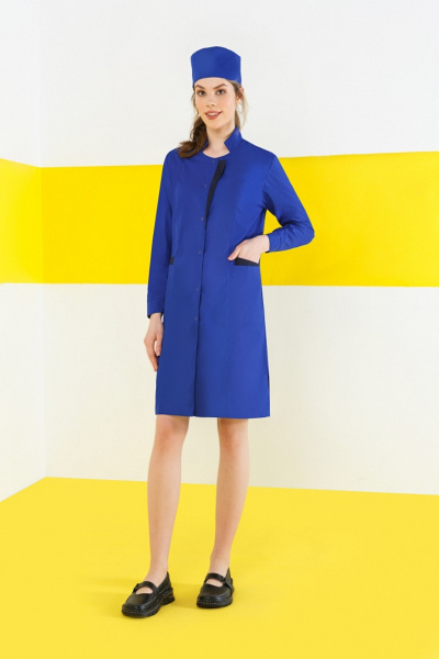 Халат ЭВЕЛИН с длинным рукавом женский василек/темно-синий