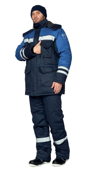 Куртка антистатическая мужская утеплённая "Антистат" тёмно-синий/светлый василёк