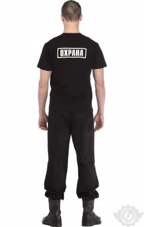 Футболка "Люкс" с надписью "Охрана" черная